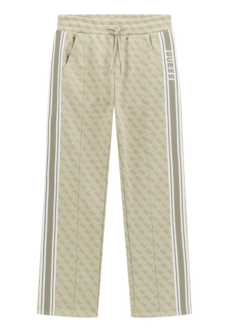 GUESS KIDS Pantaloni de trening cu model monograma - Verde pal/Alb murdar
