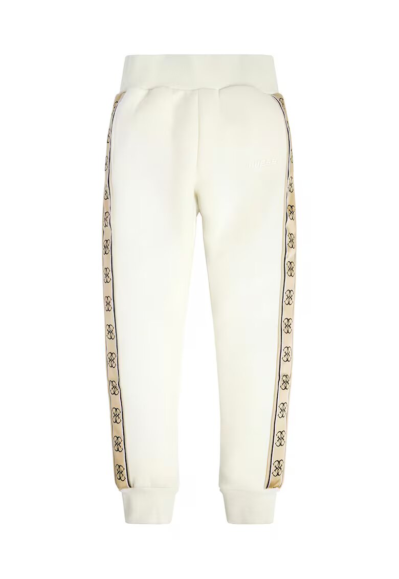 GUESS KIDS Pantaloni de trening cu segmente logo laterale - Maro nisip/Bej deschis