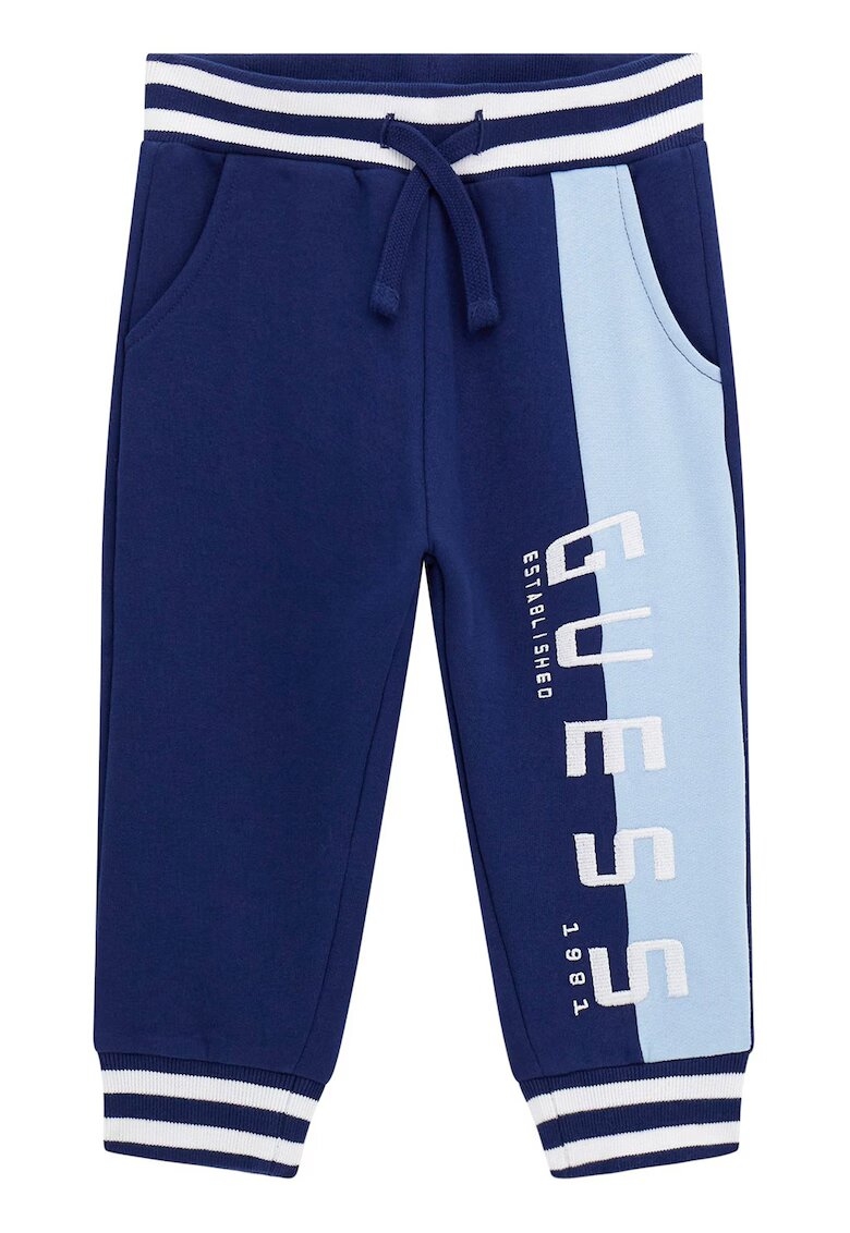 GUESS KIDS Pantaloni de trening cu snur de ajustare si broderie logo - Albastru pastel/Albastru royal/Alb optic