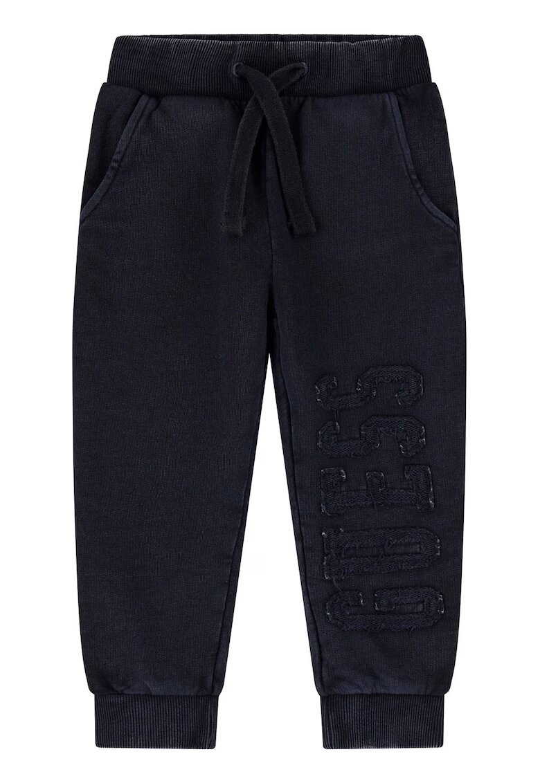 GUESS KIDS Pantaloni de trening din bumbac cu detaliu logo - Negru stins