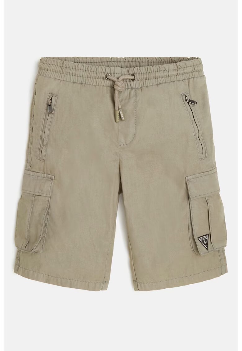 GUESS KIDS Pantaloni scurti cargo de bumbac cu snur - Grej