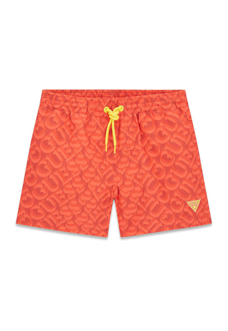 GUESS KIDS Pantaloni scurti de baie cu logo si snur - Coral