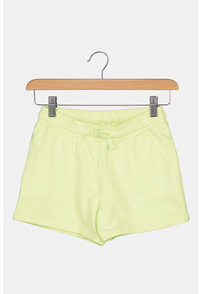 GUESS KIDS Pantaloni scurti de bumbac cu snur - Verde lime