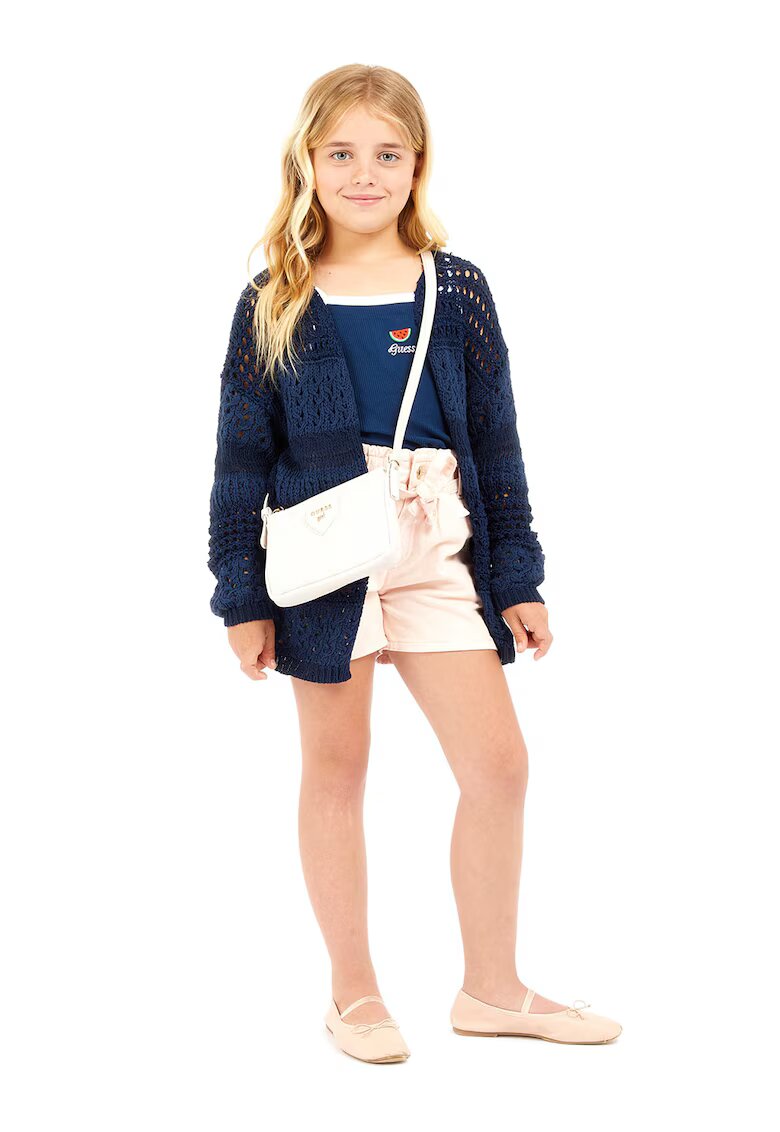 GUESS KIDS Pantaloni scurti din bumbac cu cordon - Bej deschis