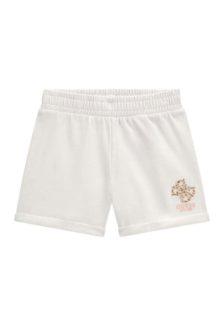 GUESS KIDS Pantaloni scurti din bumbac cu logo - Alb/Bej deschis