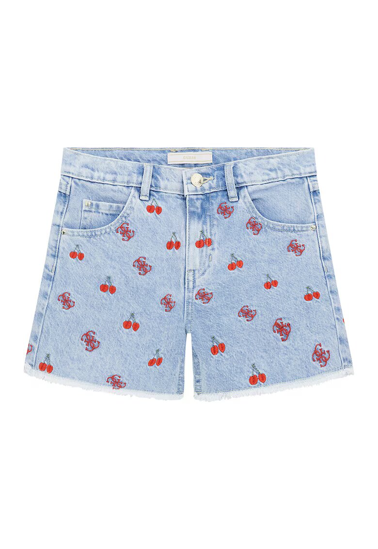 GUESS KIDS Pantaloni scurti din denim cu broderie - Rosu/Albastru deschis