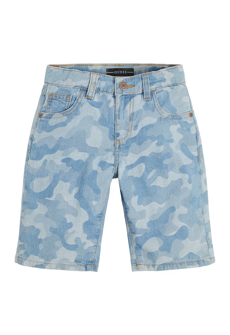 GUESS KIDS Pantaloni scurti din denim cu model camuflaj - Albastru deschis