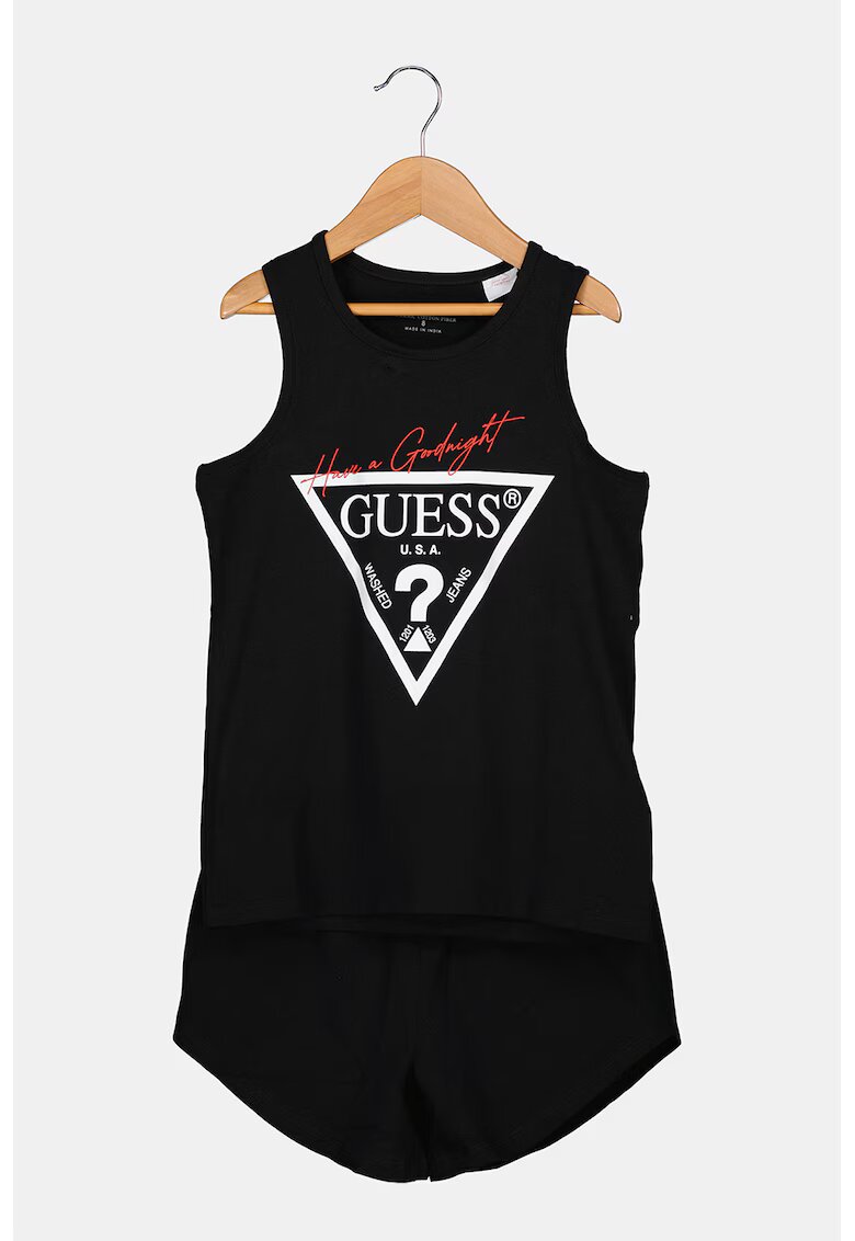 GUESS KIDS Pijama de jerseu cu imprimeu logo triunghiular - Negru