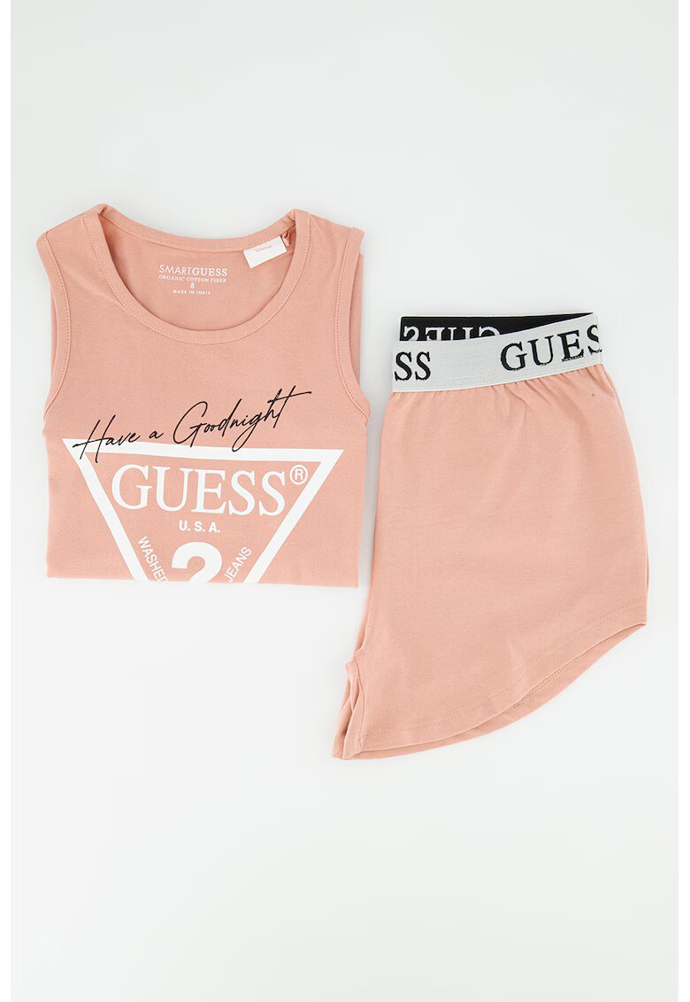 GUESS KIDS Pijama de jerseu cu imprimeu logo triunghiular - Roz prafuit