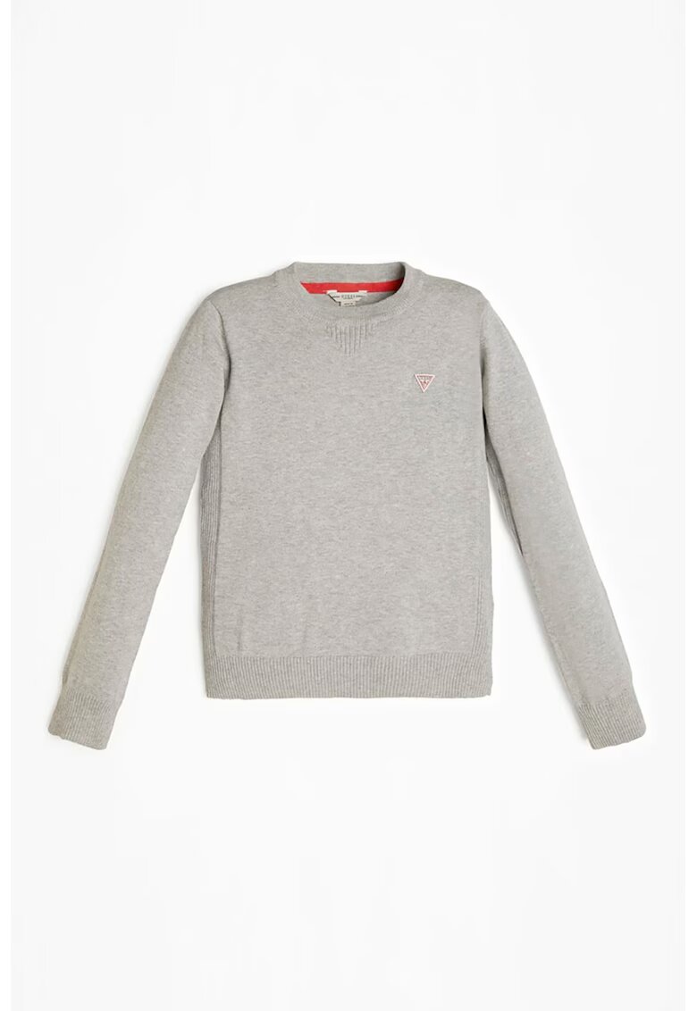 GUESS KIDS Pulover cu decolteu la baza gatului si logo - Gri deschis