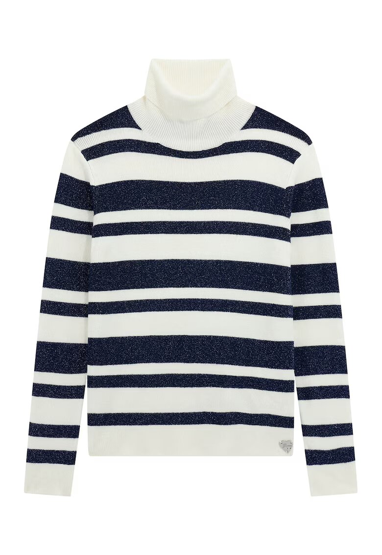 GUESS KIDS Pulover cu dungi si guler inalt - Alb fildes/Bleumarin