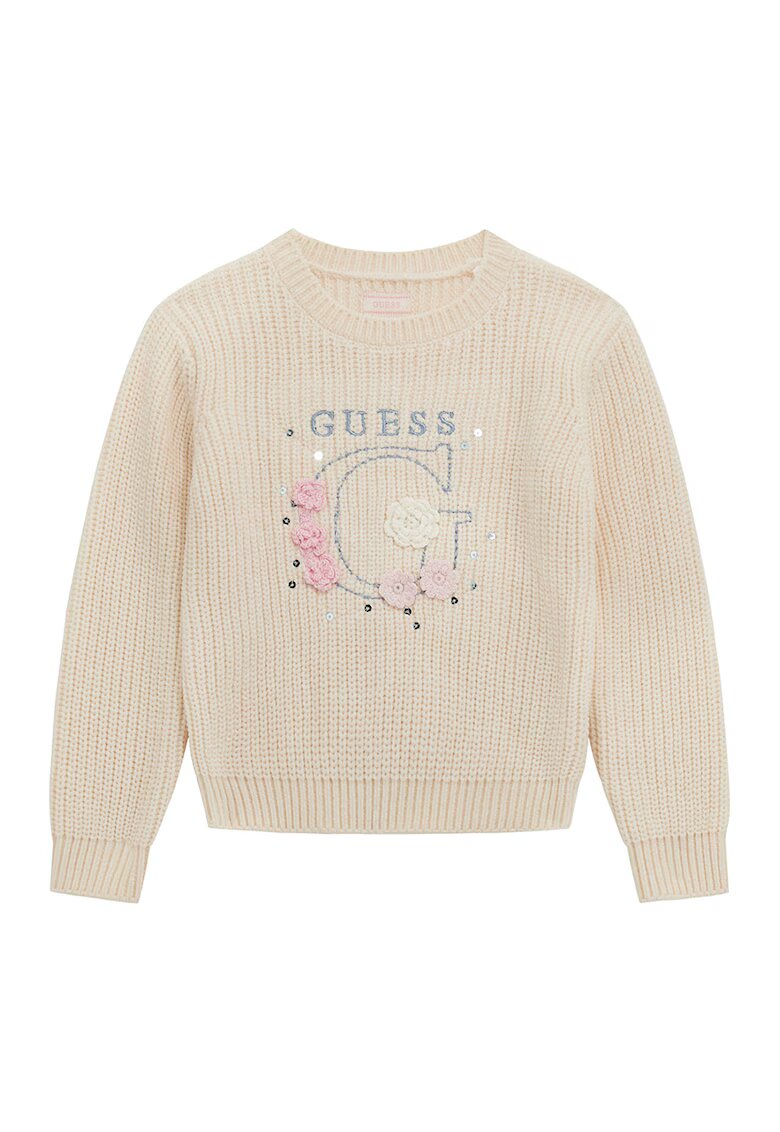 GUESS KIDS Pulover cu logo brodat - Bej deschis