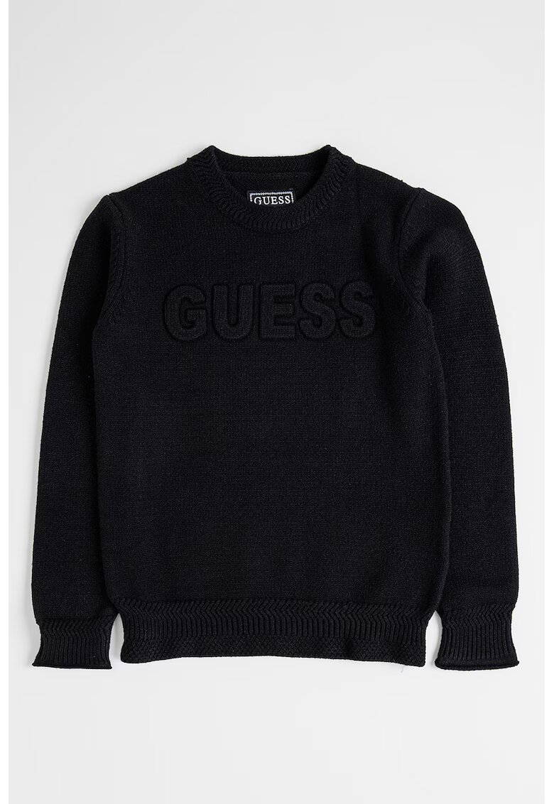 GUESS KIDS Pulover cu logo frontal in relief - Negru
