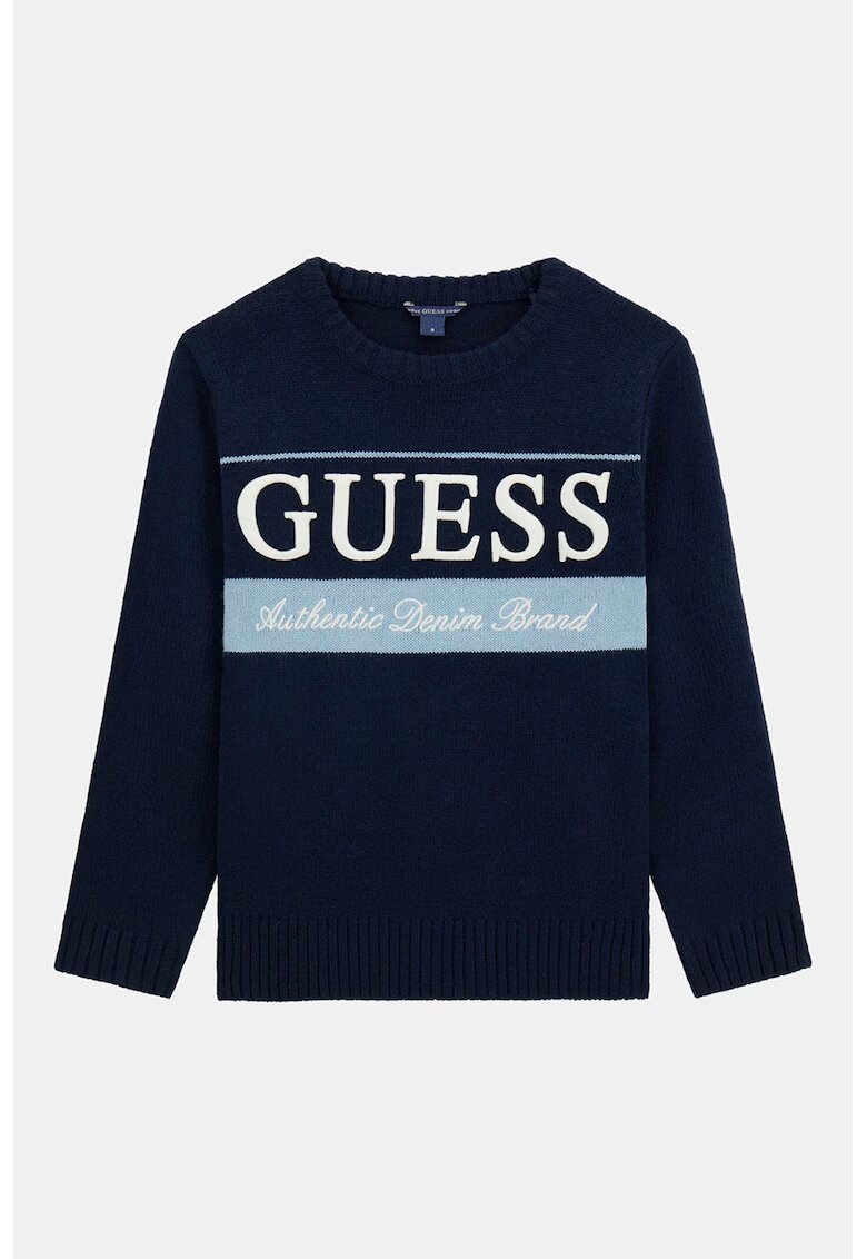 GUESS KIDS Pulover regular-fit cu logo - Albastru pastel/Alb optic/Bleumarin