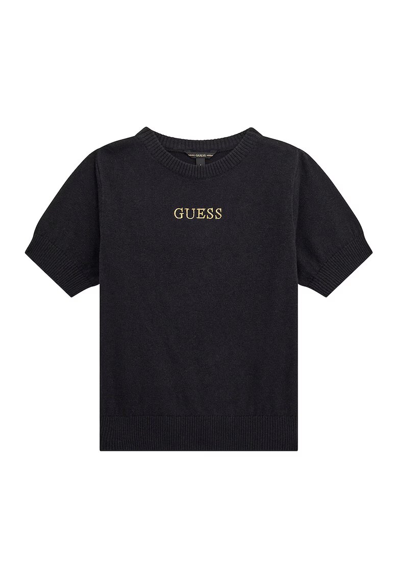 GUESS KIDS Pulover tricotat fin cu maneci scurte - Negru
