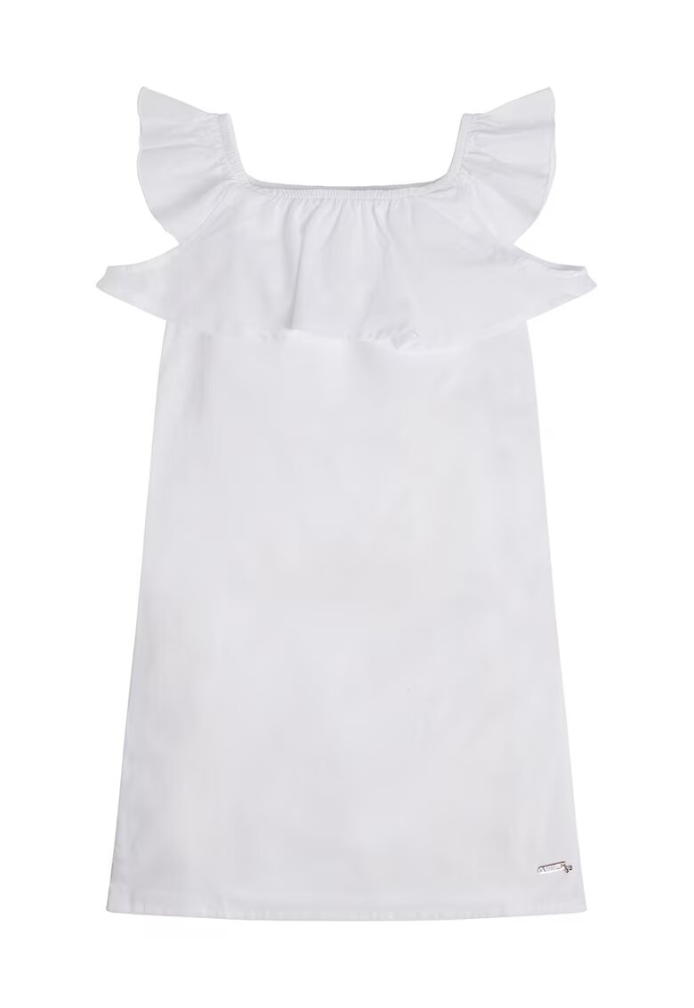 GUESS KIDS Rochie cu decolteu patrat si volane - Alb optic