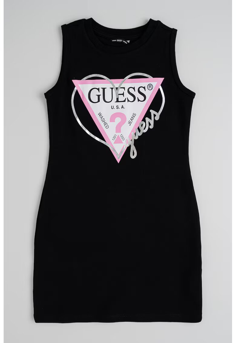 GUESS KIDS Rochie cu imprimeu logo - fara maneci - Alb/Negru/Roz