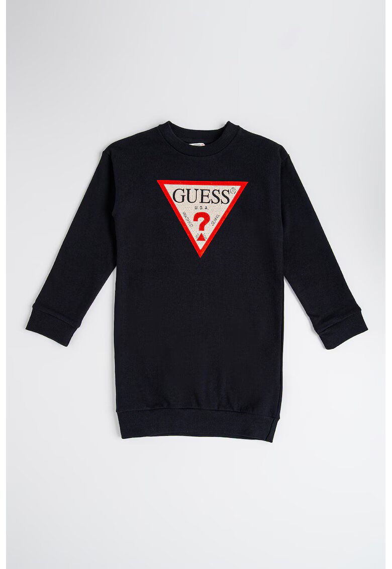 GUESS KIDS Rochie cu imprimeu logo si maneci lungi - Rosu/Alb/Negru