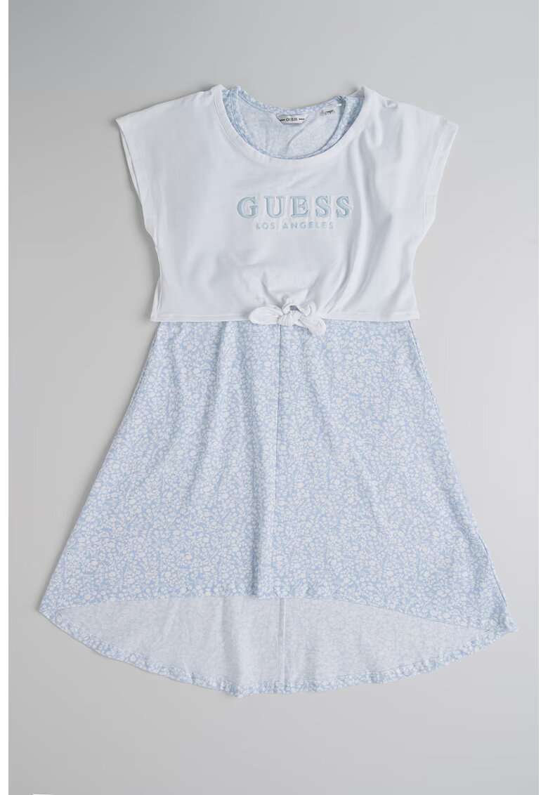 GUESS KIDS Rochie cu imprimeu si model 2in1 - Alb/Albastru