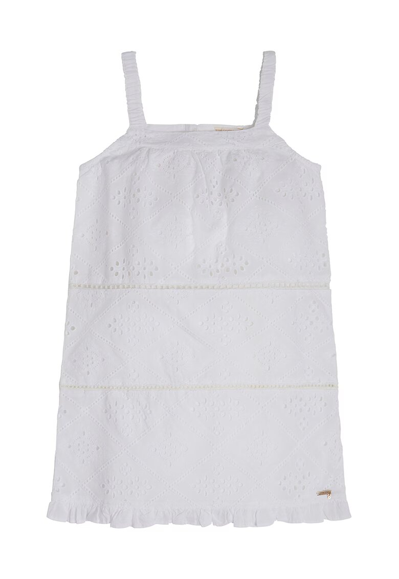 GUESS KIDS Rochie de bumbac cu broderii Sangallo - Alb