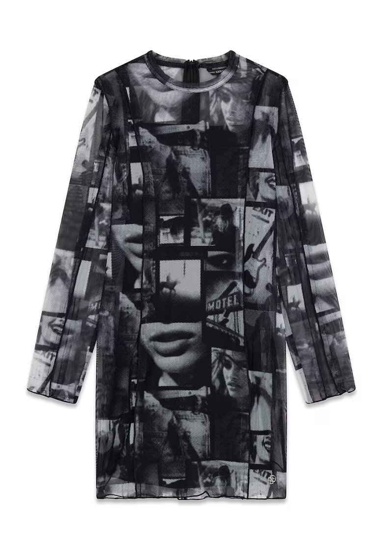 GUESS KIDS Rochie dreapta cu model grafic - Negru/Alb murdar
