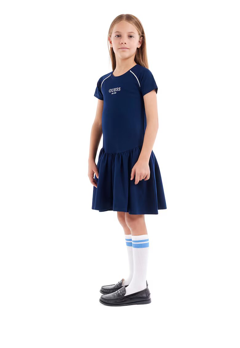GUESS KIDS Rochie evazata cu logo - Albastru inchis