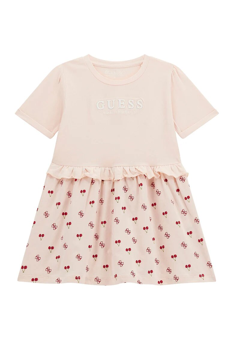 GUESS KIDS Rochie evazata cu logo brodat - Rosu/Piersica