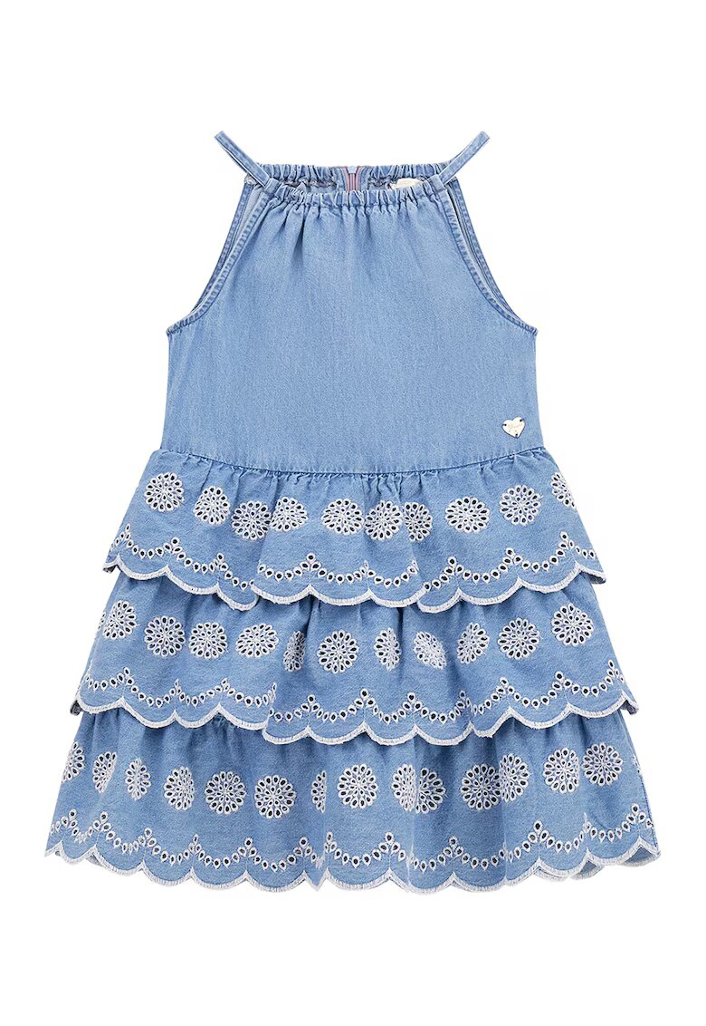 GUESS KIDS Rochie evazata de denim cu volane - Albastru lavanda