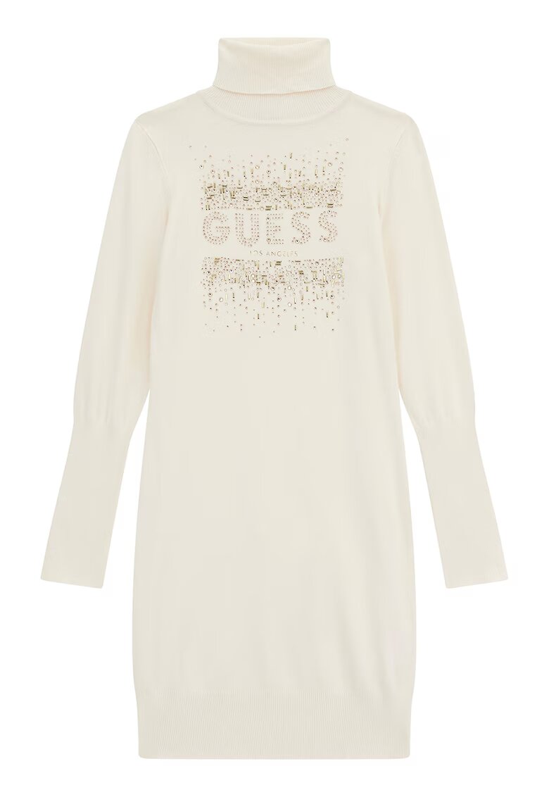 GUESS KIDS Rochie tricotata cu guler inalt - Auriu/Alb fildes