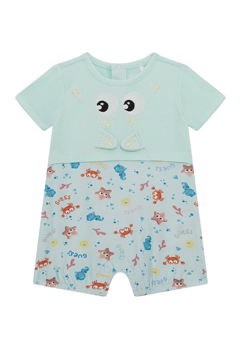 GUESS KIDS Salopeta din amestec de bumbac cu design grafic - Verde pal/Albastru deschis