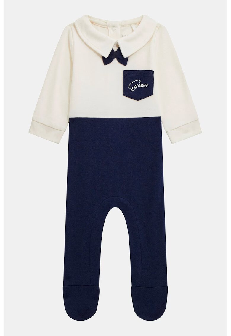 GUESS KIDS Salopeta din bumbac cu botosei - Albastru royal/Crem