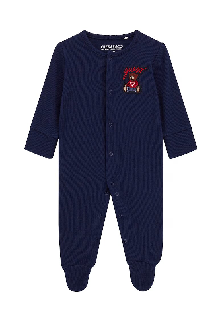 GUESS KIDS Salopeta striata cu logo brodat - Rosu/Bleumarin