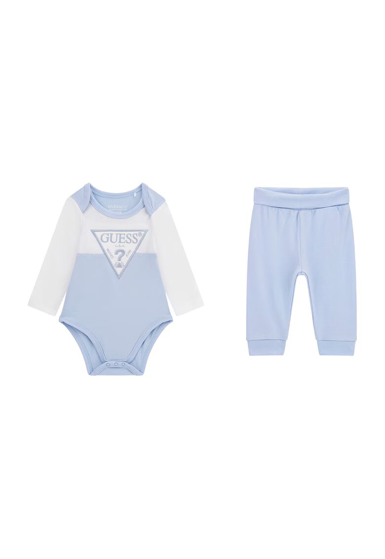 GUESS KIDS Set de body cu maneci lungi si pantaloni - 2 Piese - Albastru lavanda/Alb murdar