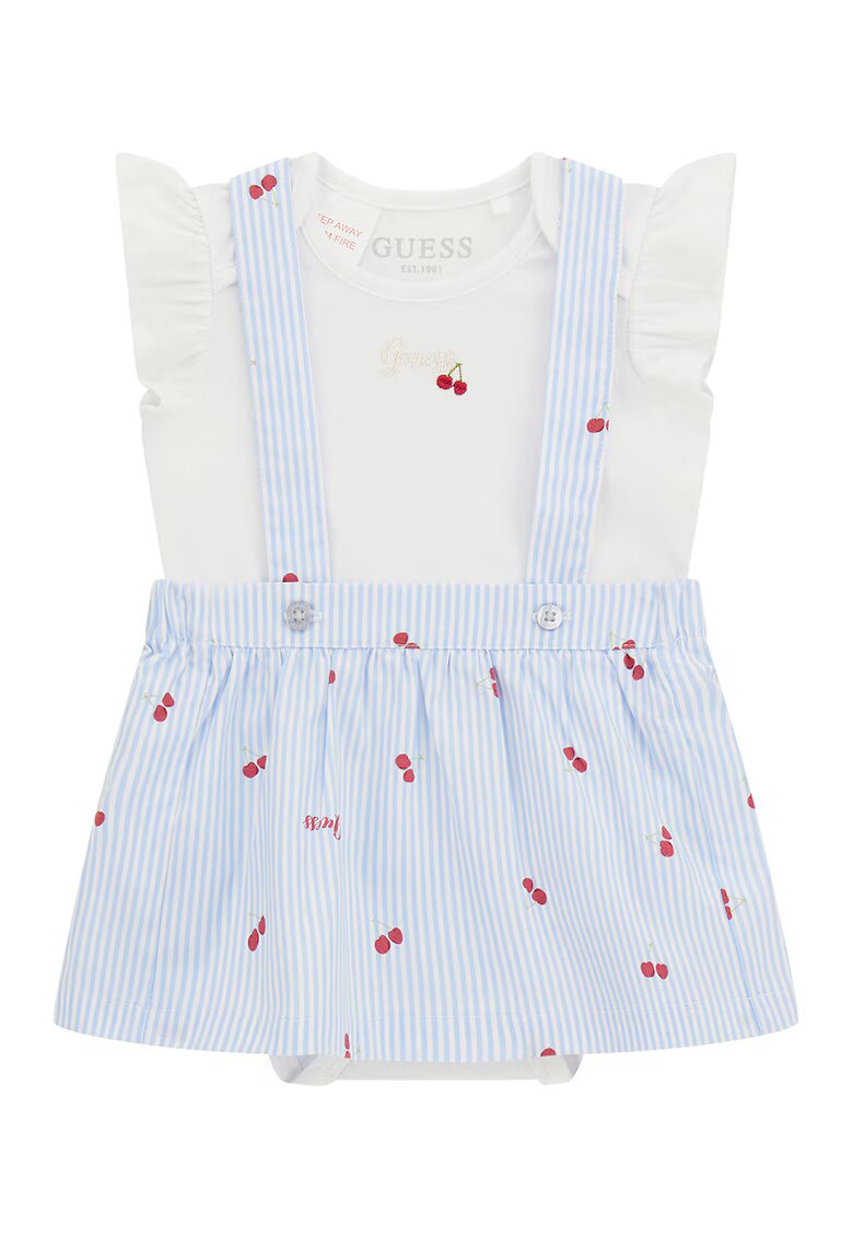 GUESS KIDS Set de body si salopeta - Rosu/Albastru pastel/Alb fildes