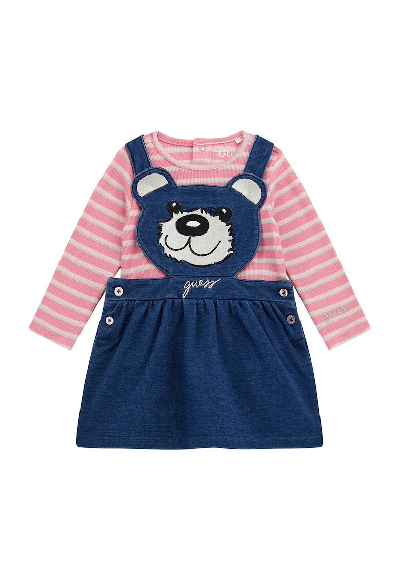 GUESS KIDS Set de body si sarafan - Alb murdar/Roz prafuit/Bleumarin