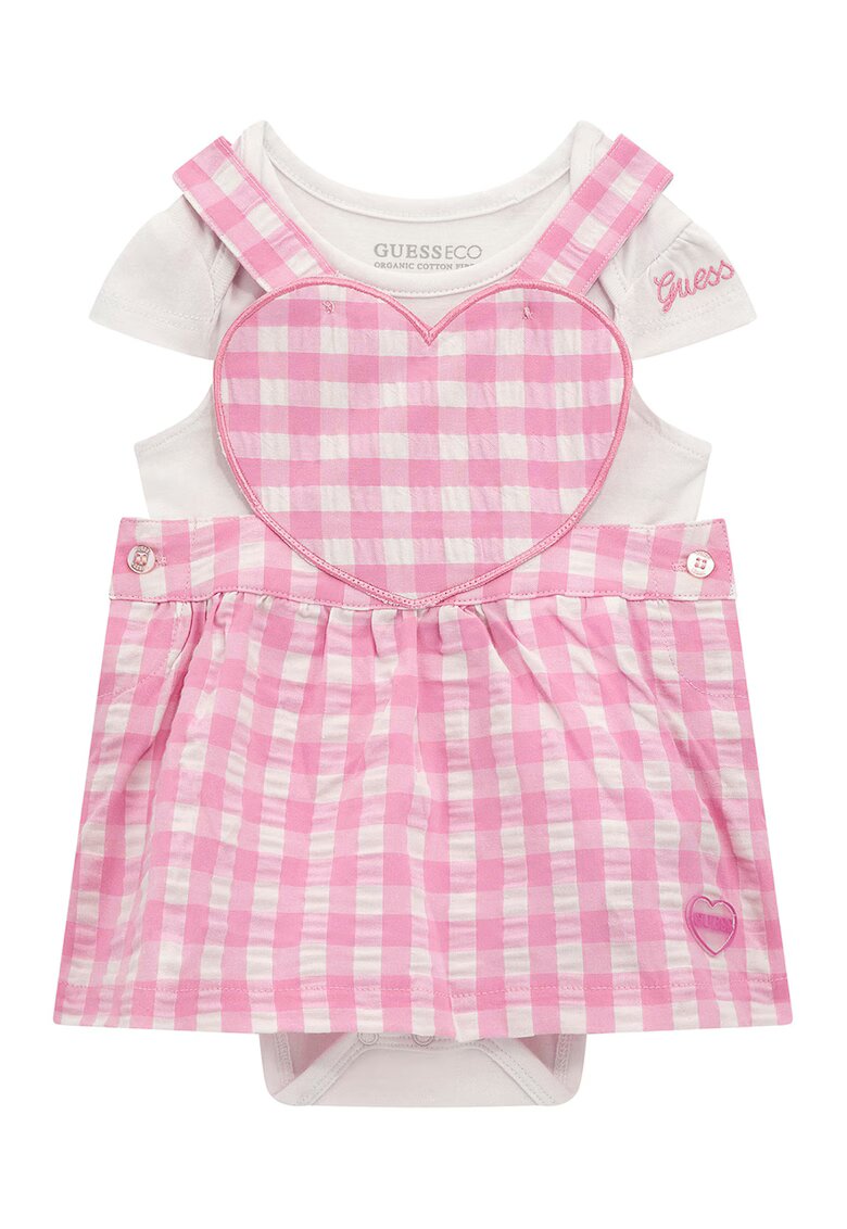 GUESS KIDS Set de body si sarafan - Alb/Roz pastel