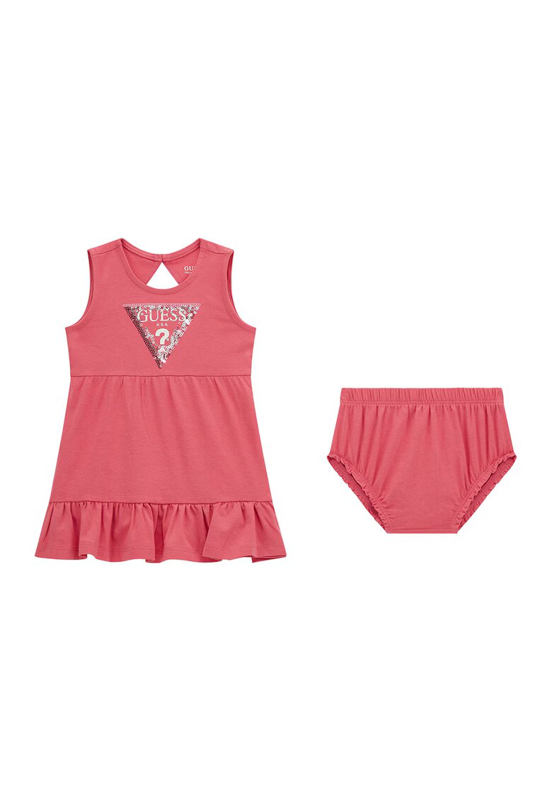 GUESS KIDS Set de chiloti si rochie din amestec de bumbac cu terminatie cu volane - 2 Piese - Roz