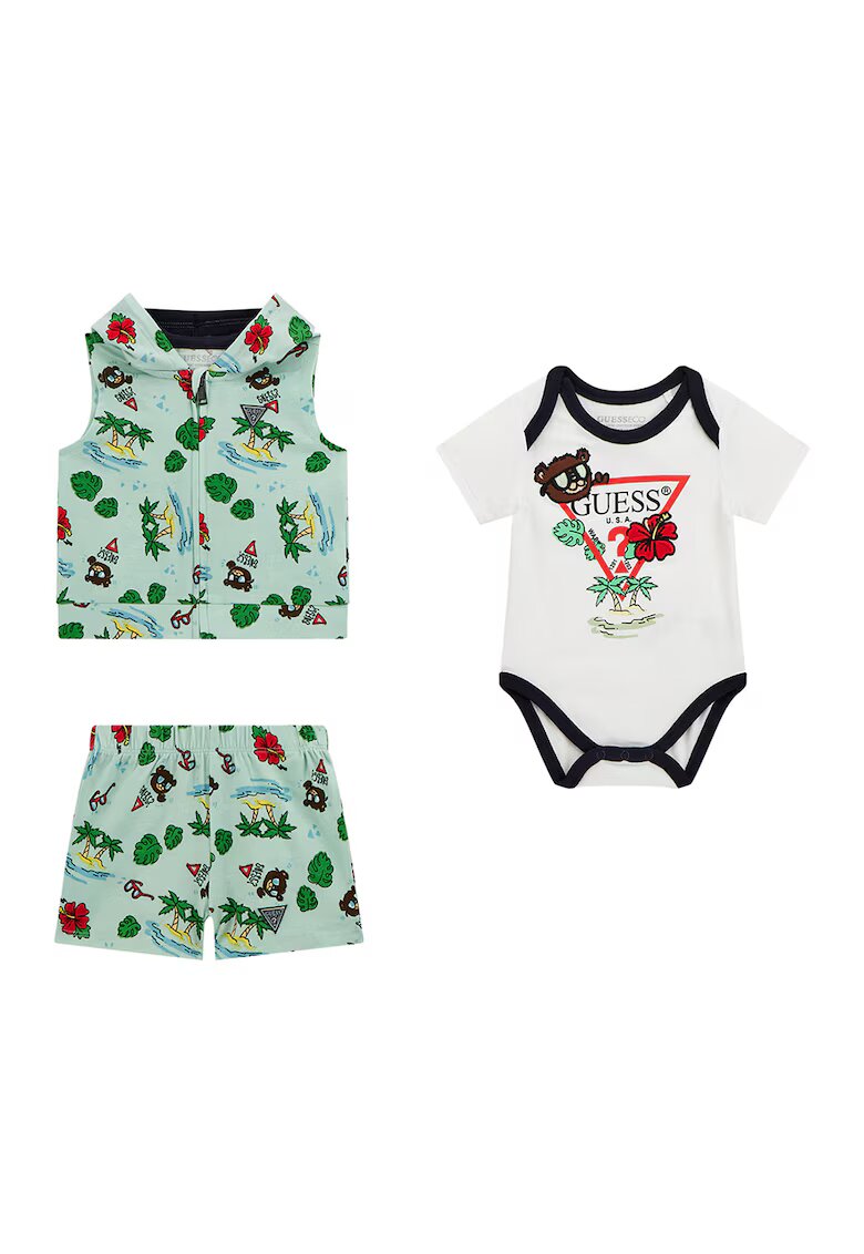 GUESS KIDS Set de imbracaminte - 3 piese - Alb/Verde