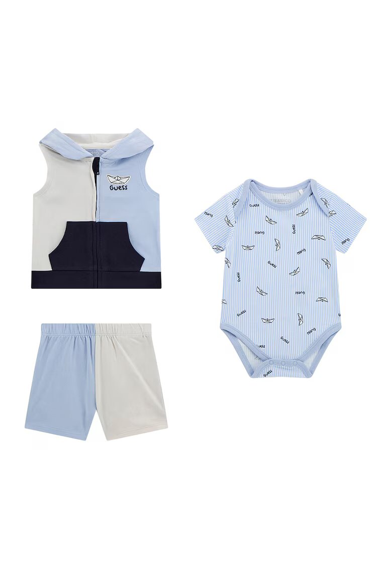 GUESS KIDS Set de imbracaminte - 3 piese - Gri deschis/Albastru deschis