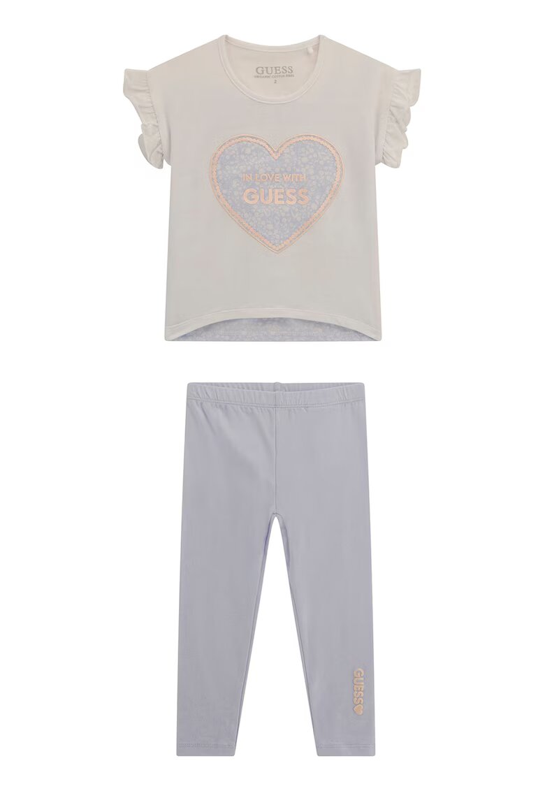 GUESS KIDS Set de tricou cu logo si colanti - Grej