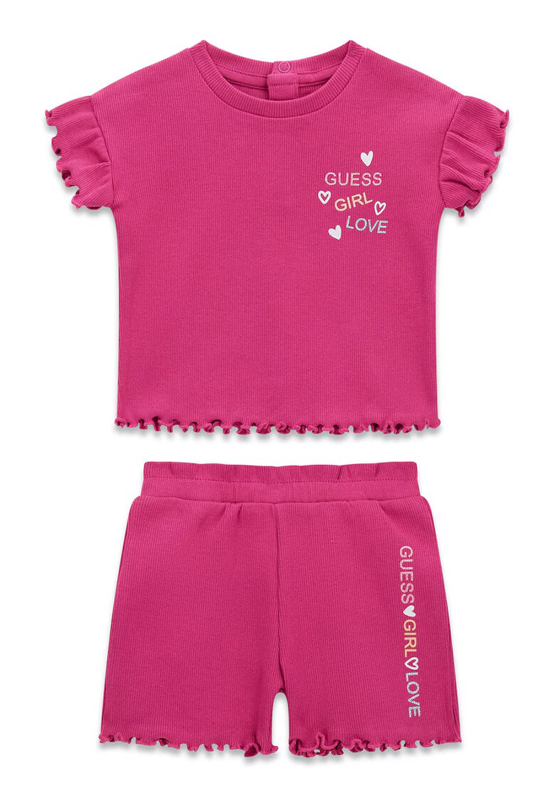 GUESS KIDS Set de tricou si pantaloni scurti - Roz inchis