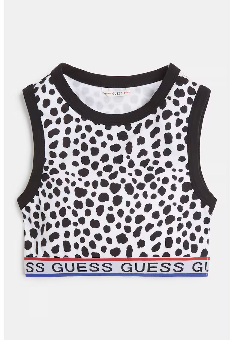 GUESS KIDS Top crop cu banda cu logo in talie - Negru/Alb optic