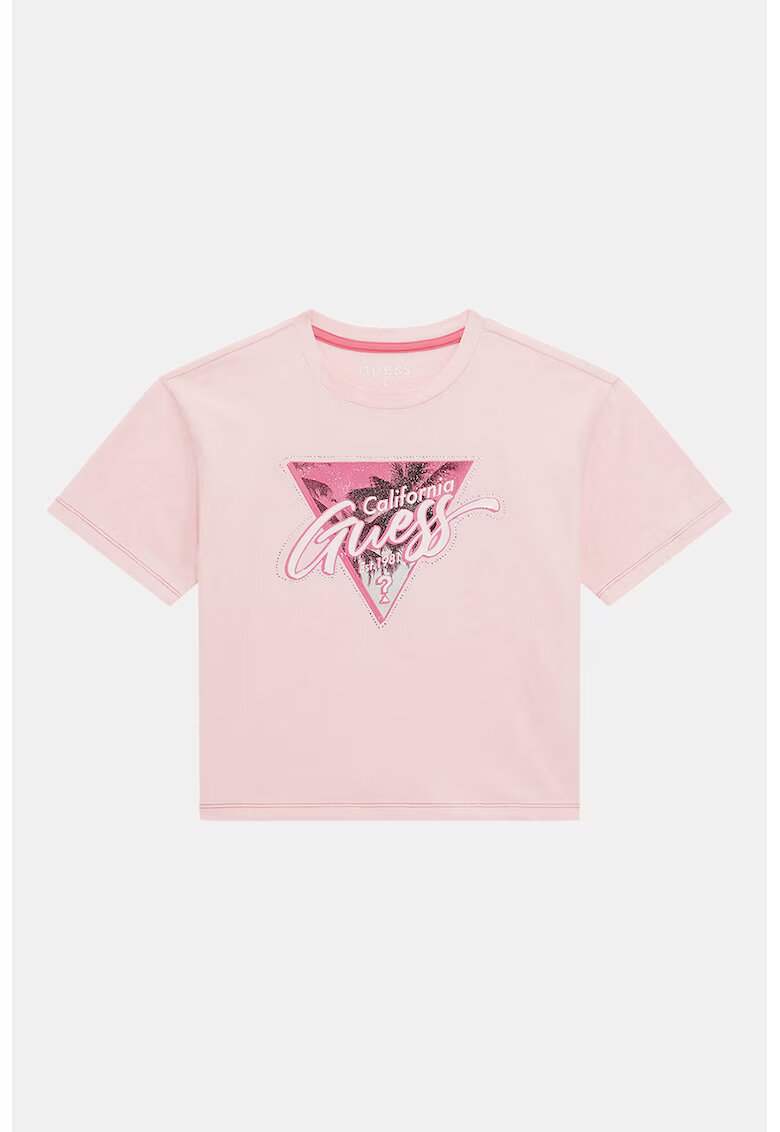 GUESS KIDS Tricou cu imprimeu logo - Roz