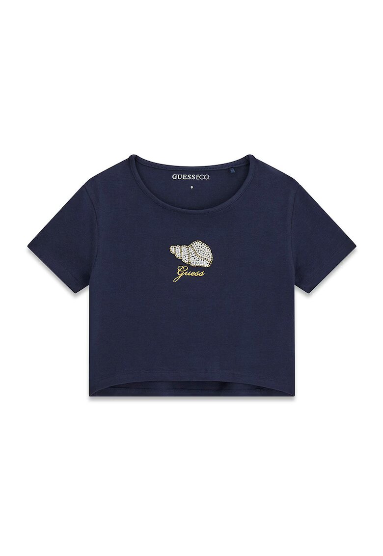 GUESS KIDS Tricou cu logo brodat - Albastru ultramarin