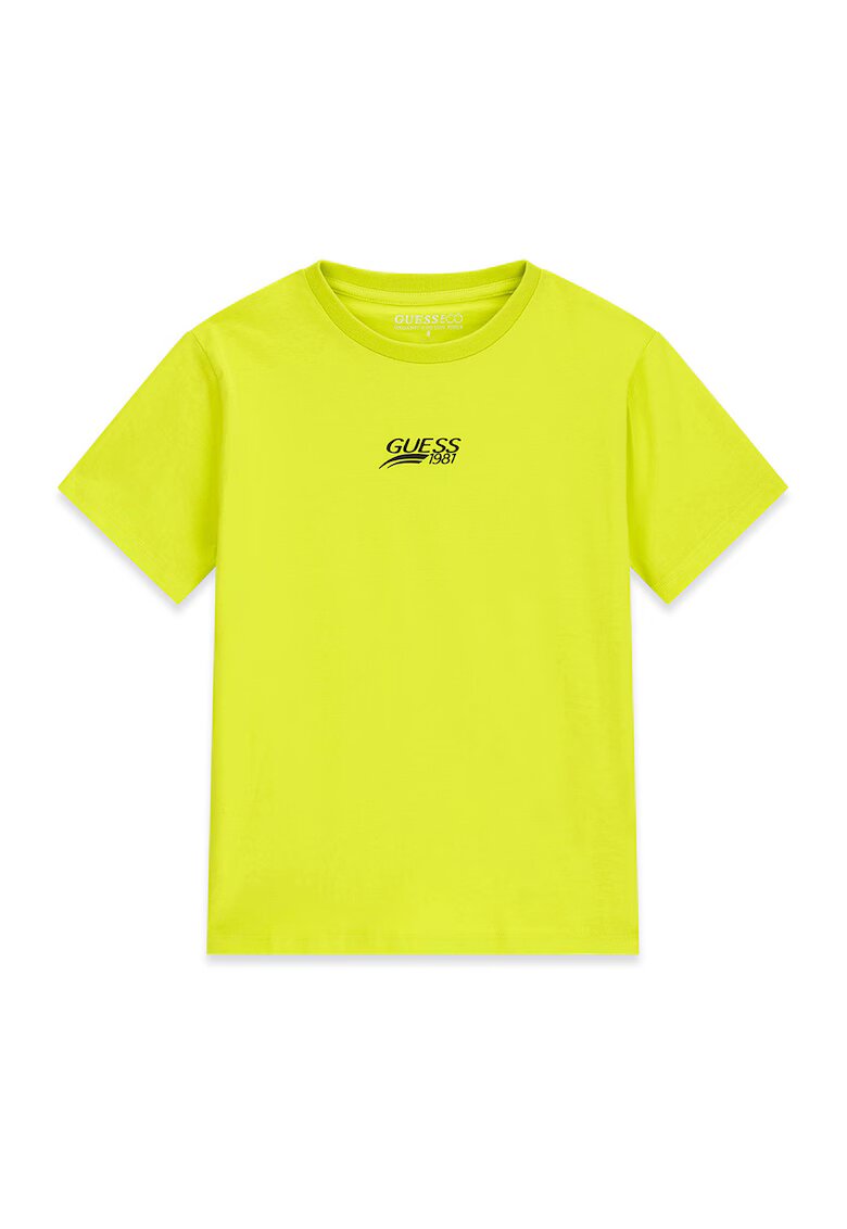 GUESS KIDS Tricou cu logo si decolteu la baza gatului - Verde fistic