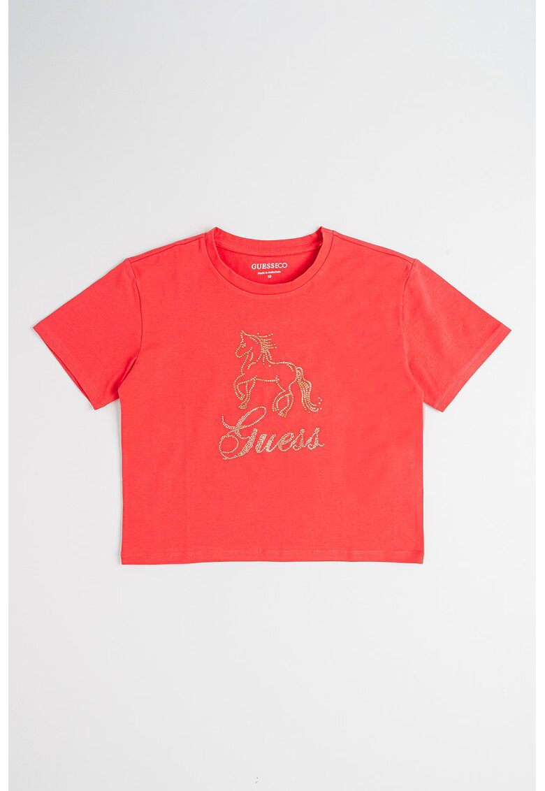 GUESS KIDS Tricou cu strasuri - Auriu/Coral
