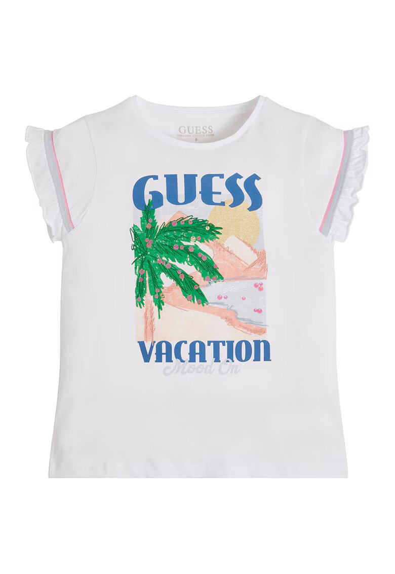 GUESS KIDS Tricou de bumbac cu imprimeu - Alb/Albastru