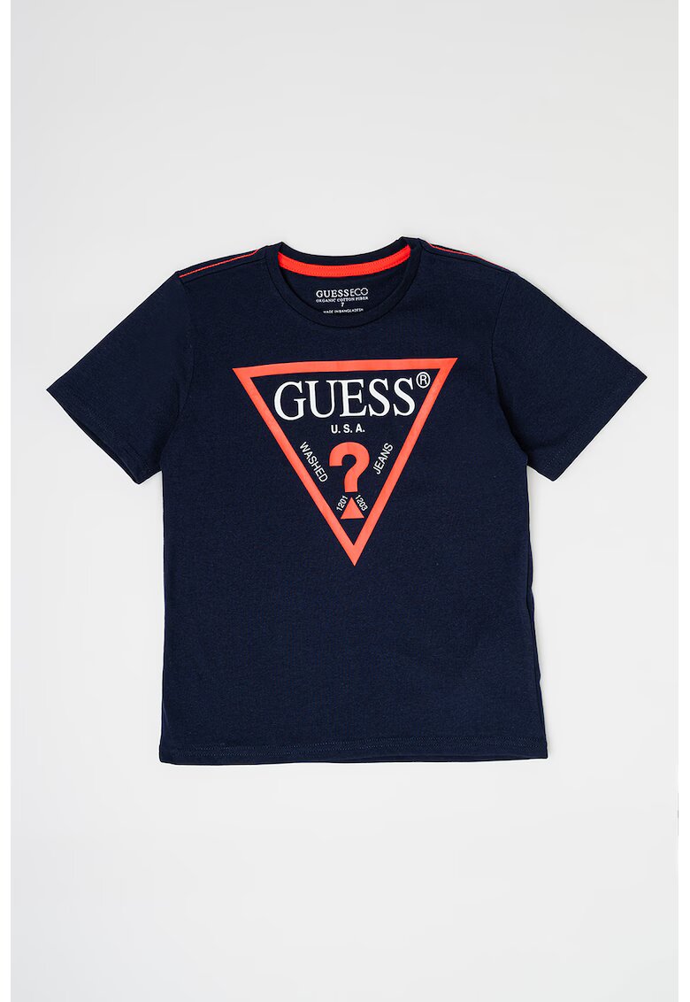 GUESS KIDS Tricou de bumbac organic cu imprimeu logo - Bleumarin