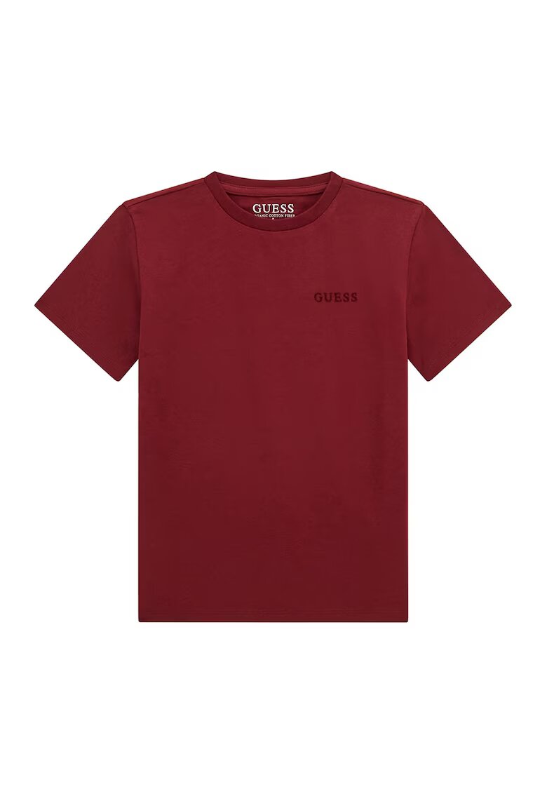 GUESS KIDS Tricou din bumbac cu imprimeu logo contrastant - Rosu inchis