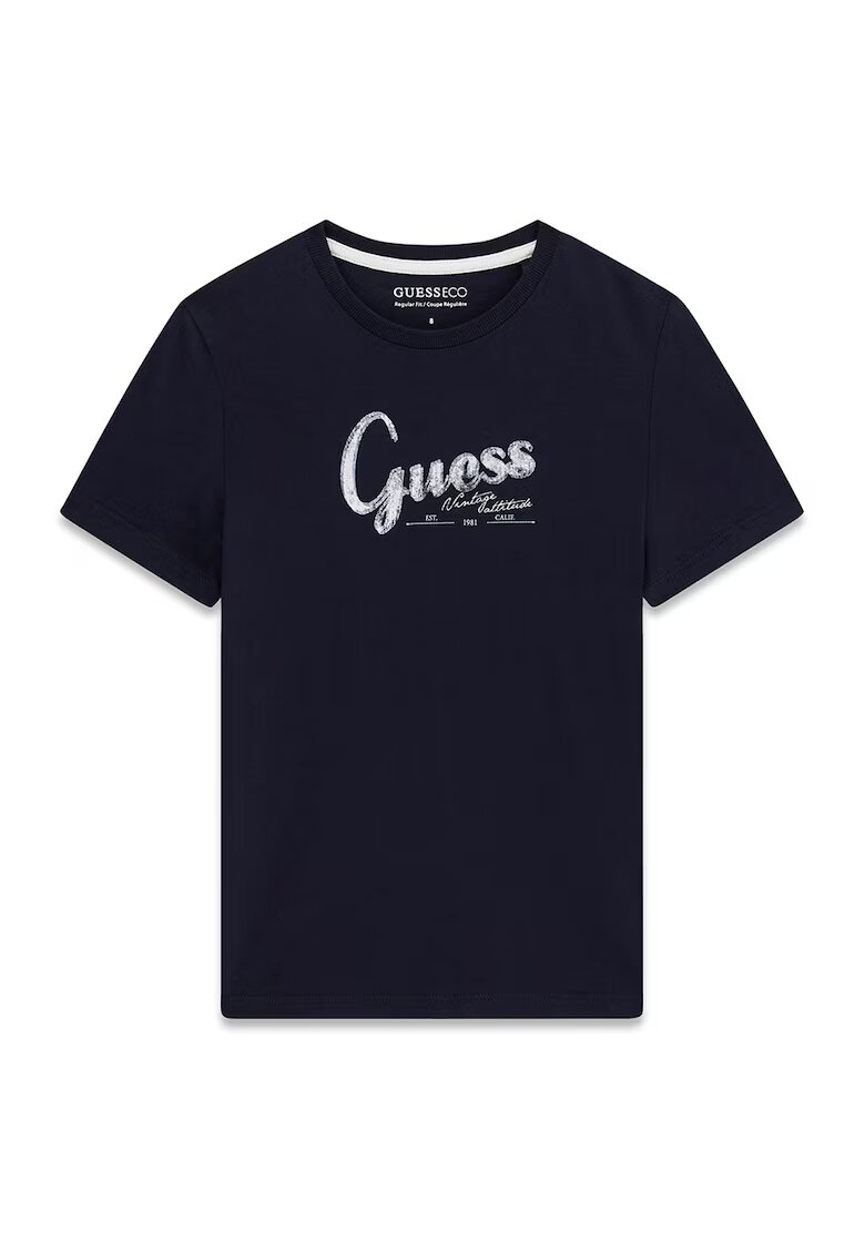 GUESS KIDS Tricou regular fit cu imprimeu logo - Albastru ultramarin/Alb murdar